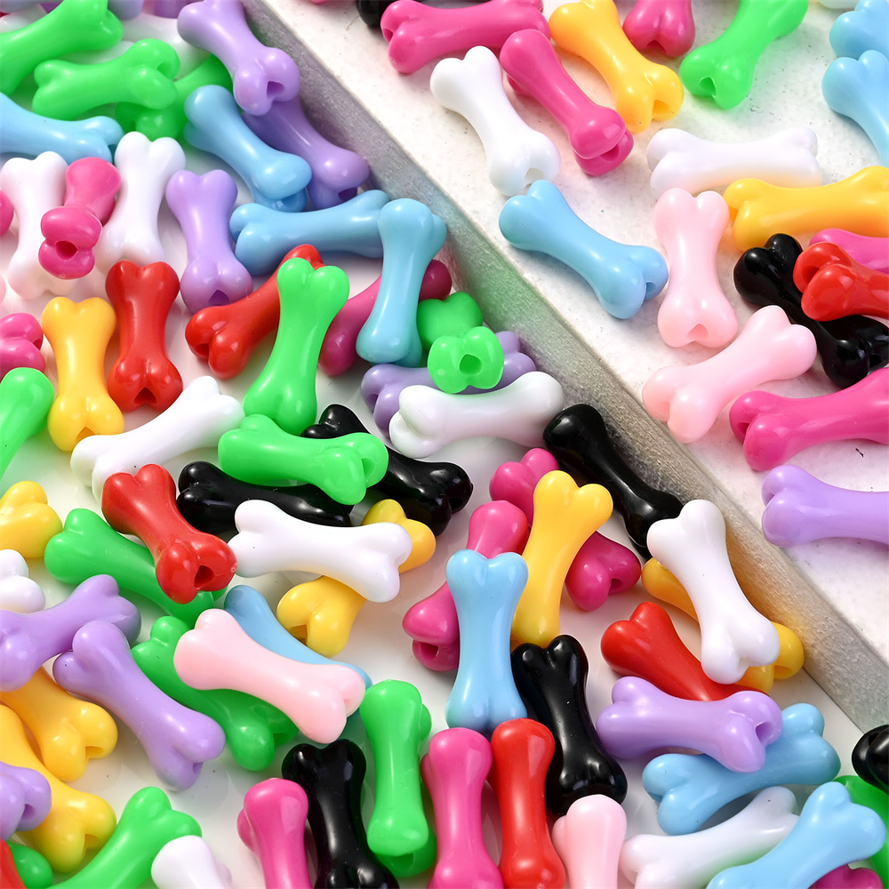 50 Uds. Cuentas acrílicas coloridas con forma de hueso, cuentas de hueso de cintura pequeña, pulsera DIY, collar, suministros para fabricación de joyas
