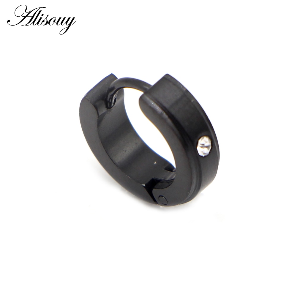 Alisouy 2 pz intarsio cristallo CZ zircone acciaio inossidabile donna uomo orecchio Clip polsino fibbia Huggies cerchio cerchio orecchini Piercing gioielli