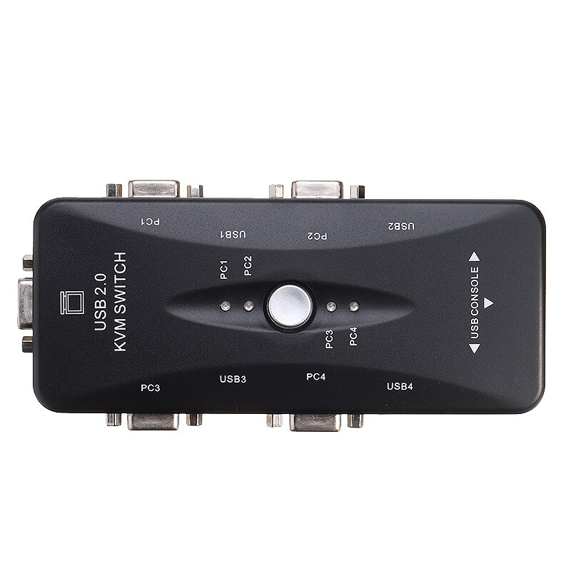 2/4 Ports USB 2.0 VGA KVM Switch Box Adapter Durable Switcher Adapters+4 Cables For PC Monitor Keyboard: 4 Ports