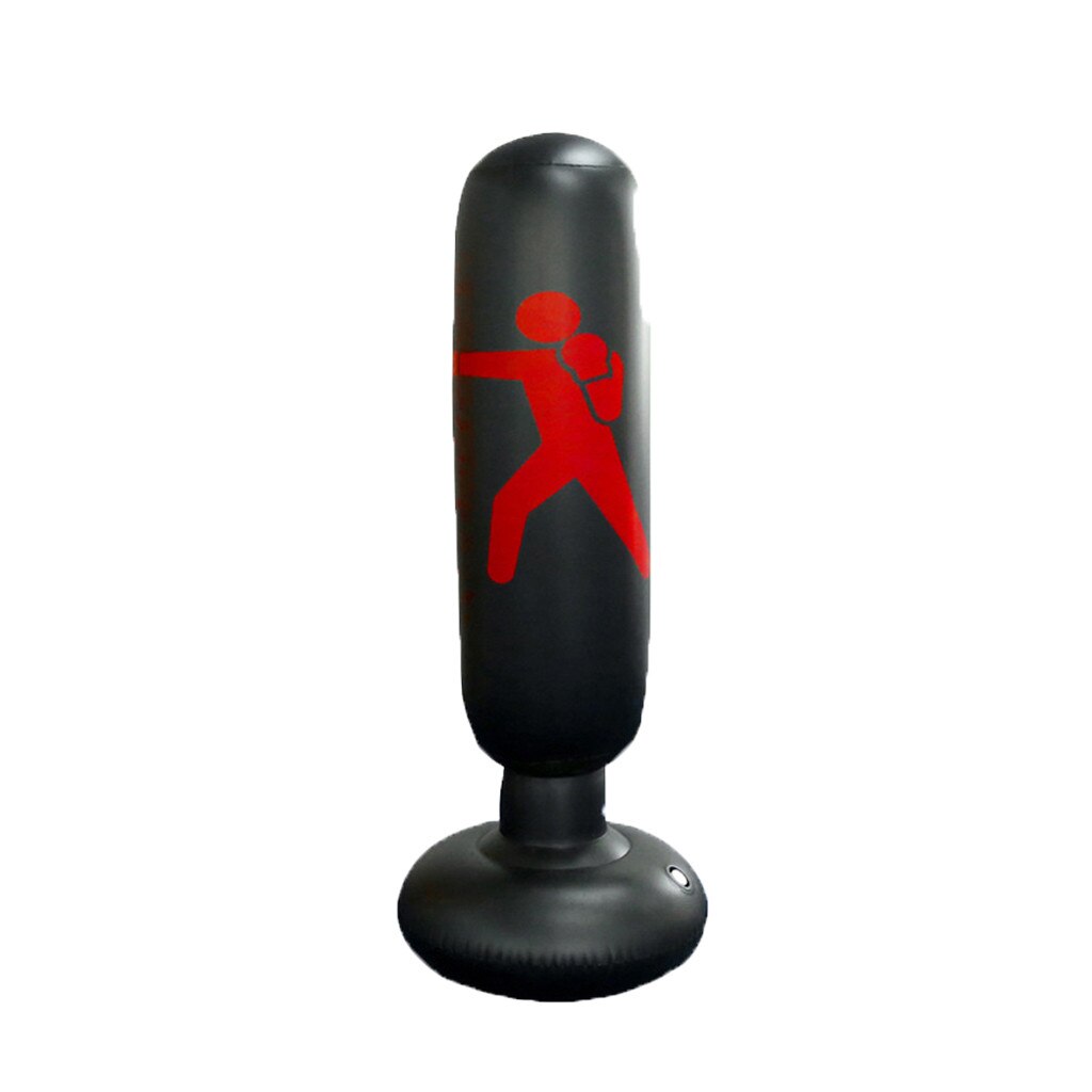 Boxing Punching Bag Vertical Inflatable Boxing Bag Thickening Boxing Pillar Tumbler Fight Column Punching Bag Fitness#0416g30: BLACK 120cm