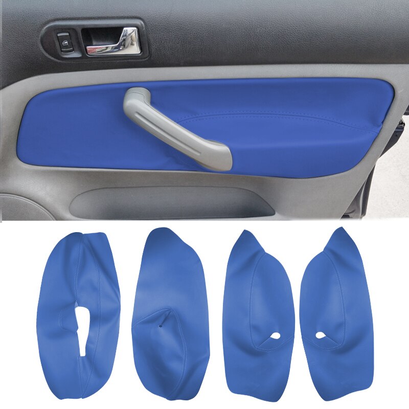 4 Deuren Zachte Blauw Lederen Armsteun Cover Voor Vw Golf 4 MK4 Bora Jetta 1999 - 2005 Auto Deur armsteun Panel Skin Cover Trim