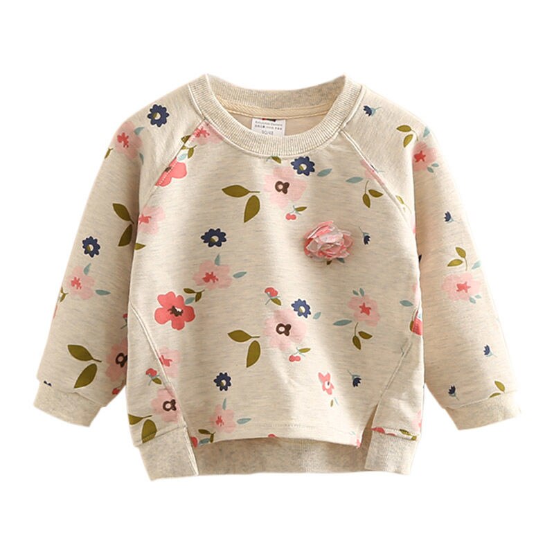 Efterår baby pige blomst sweater toddler piger o-hals jumper strikvarer langærmede sweatere børn tøj børn frakker: 4t