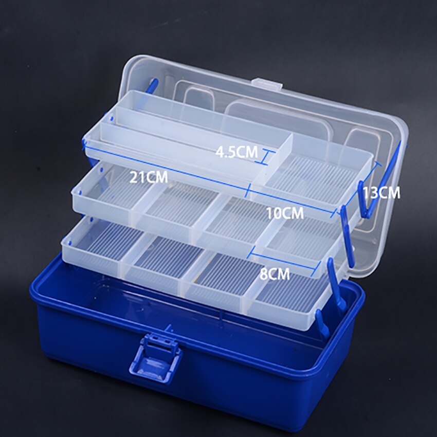 Portable Fishing/Medicine/Manicure Storage Case Tackle Box Plastic Waterproof Equipment Fish Lure Storage Box 3 Layers