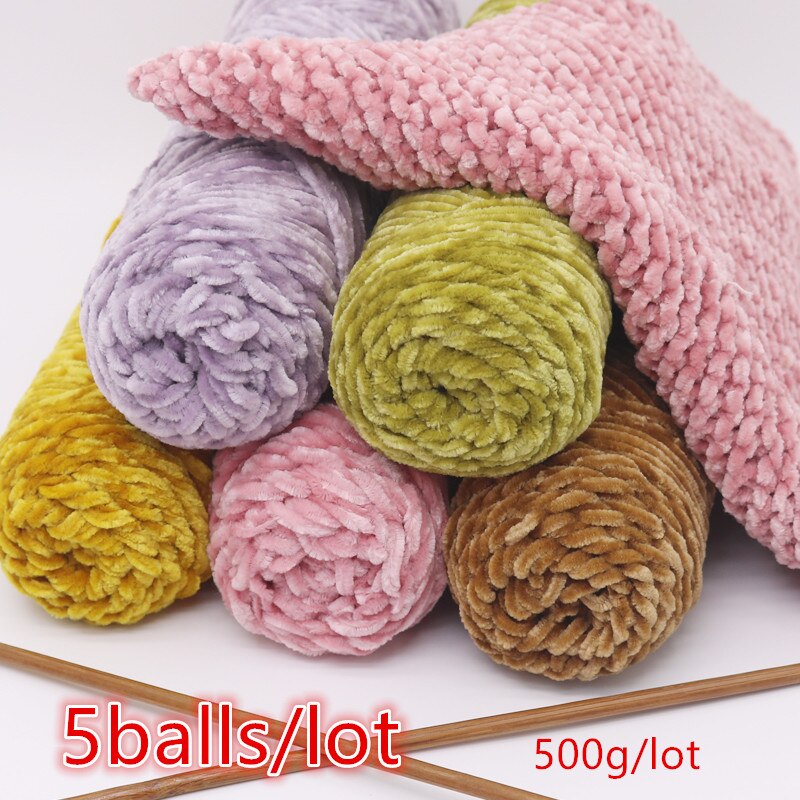 5 Ballen/Lot 500G Chenille Garen Pleuche Wol Bal Coral Fleece Sjaal Handgemaakte Diy Kintting Geweven Gehaakte Trui zacht Garen Bal