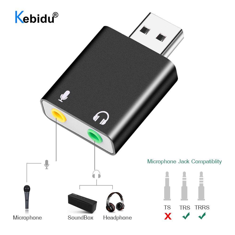 7.1 Channel USB External Stereo Sound Audio Adapter for Windows XP 7 8 10 Android Linux and Mac Plug and Play