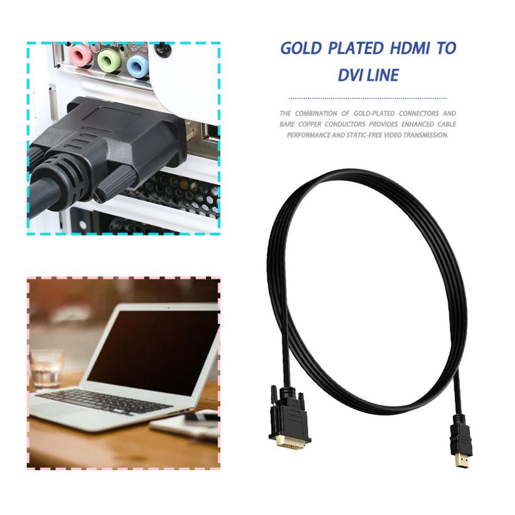 HDMI to DVI-D Adapter Video Cable-HDMI Male to DVI Male to HDMI to DVI Cable 1080p High Resolution LCD and LED Monitors