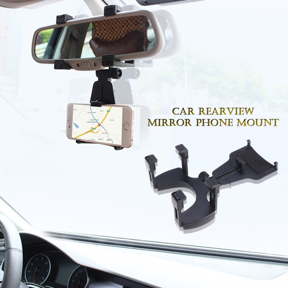 Cell Phone Car Mount Review Mirror Phone Holder Cradle Stand for GPS (Black)