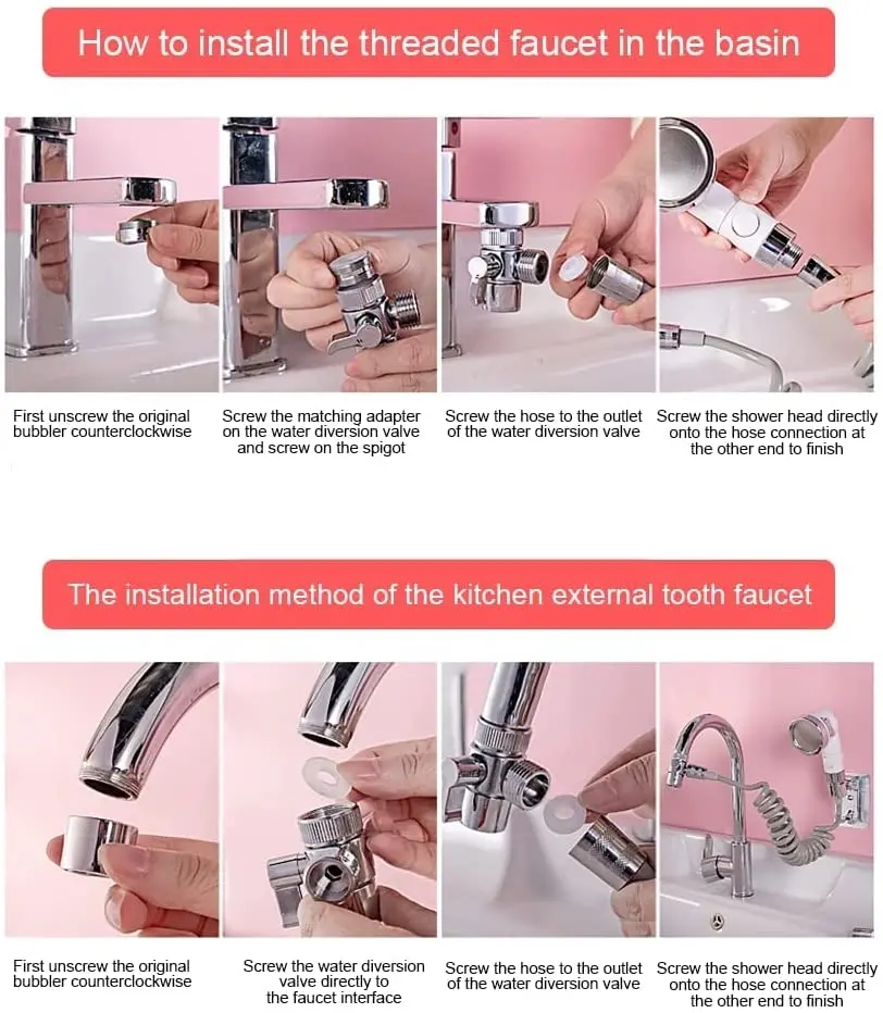 Robinet de Bidet à 3 modes, pomme de douche externe, salle de bains, cuisine, lavabo, adaptateur séparateur, ensemble de douche de dérivation d'eau pour Salon de beauté