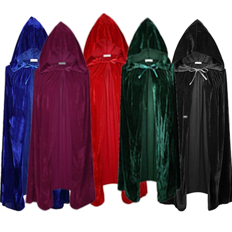 Adult Unisex Men Women Velvet Halloween Costumes Cloak Hooded Medieval Witch Vampire Cape Fancy 8051