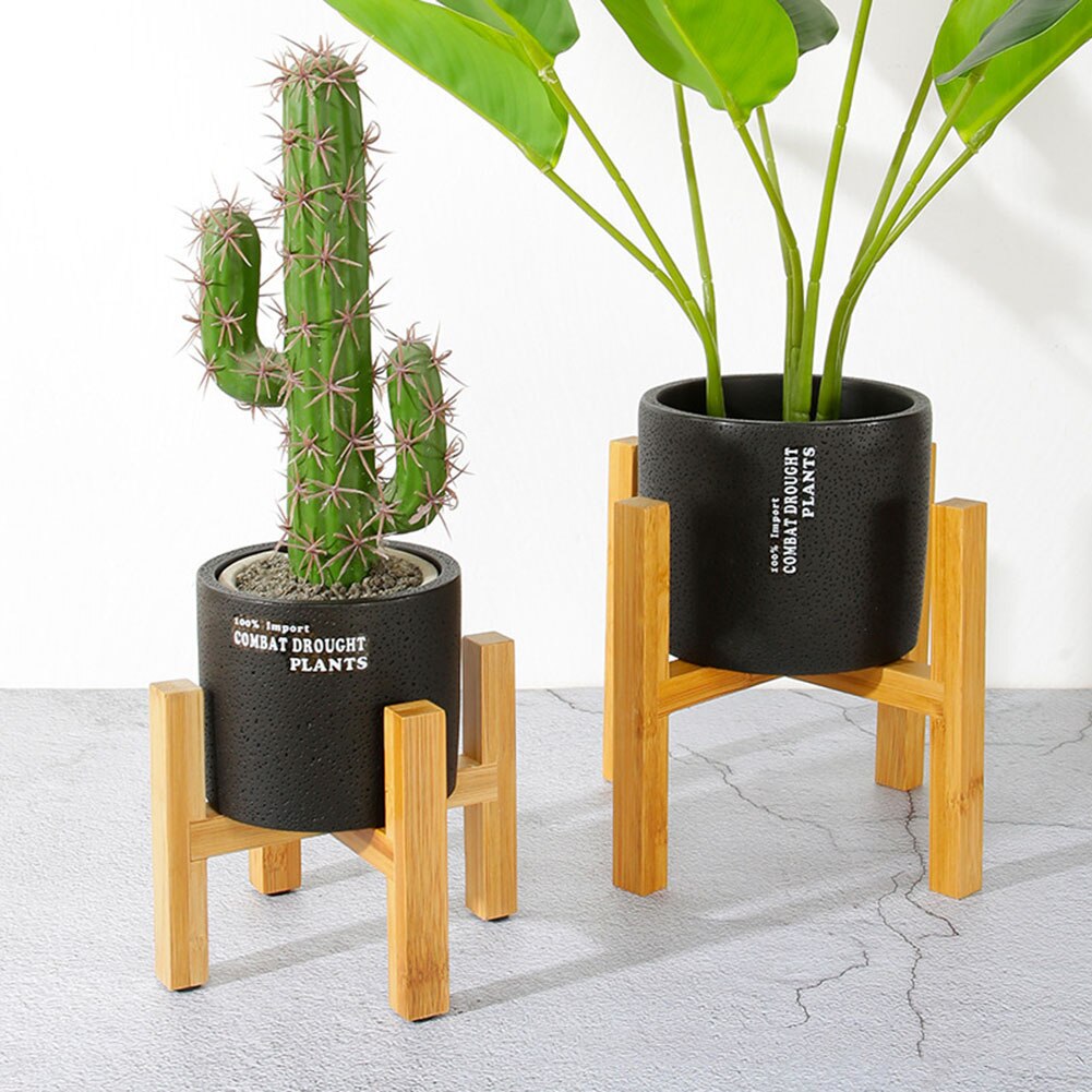 Portable Wooden Planter Pot Holder Strong Free Standing Bonsai Holder House Balcony Garden Office Display Plant Stand Shelf