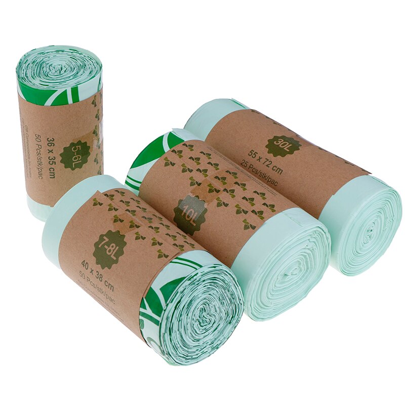 1roll Kitchen Environmentally Biodegradable Garbage Bags Garbage Bags Compostable Degradable Garbage Bags 50pcs/1roll