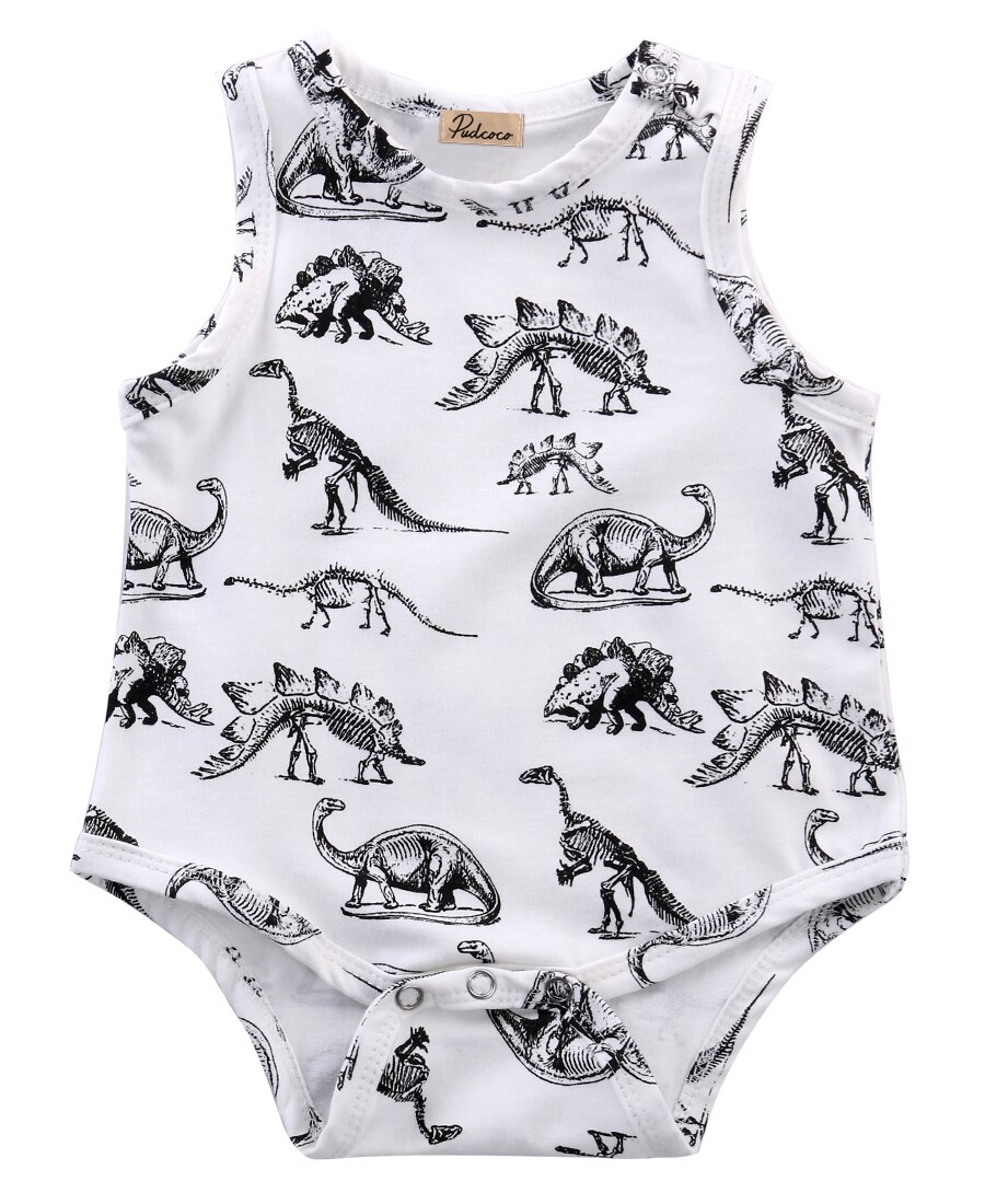 Zomer Romper Baby Baby Meisje Jongen Kleding Dinosaurussen Gedrukt Mouwloze Romper Katoen Outfits
