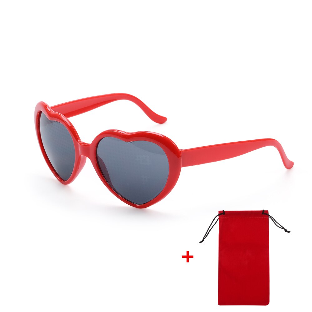 Love Heart Shaped Effects Glasses Watch The Lights Change Love Image Heart Diffraction Glasses At Night Sunglasses: Red Set