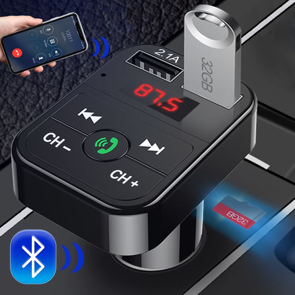 Bluetooth Auto MP3 Speler Fm-zender Handsfree Draadloze Radio Adapter Usb Car Charger 2.1A MP3 Speler Sd Muziek