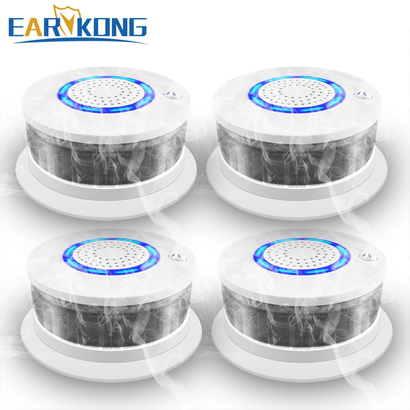 4 Pieces of Fire Smoke Detector 433MHz Wireless Smoke / Fire / High Temperature Alarm Sound & Light Alarm For home security