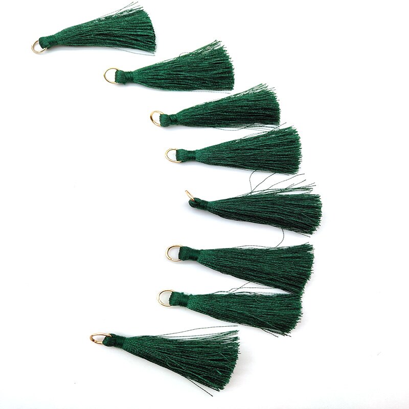 10 Pcs Silky Handmade Soft Craft Mini Tassels with Loops for Jewelry Making, DIY Projects, Bookmarks Accessories: Army Green