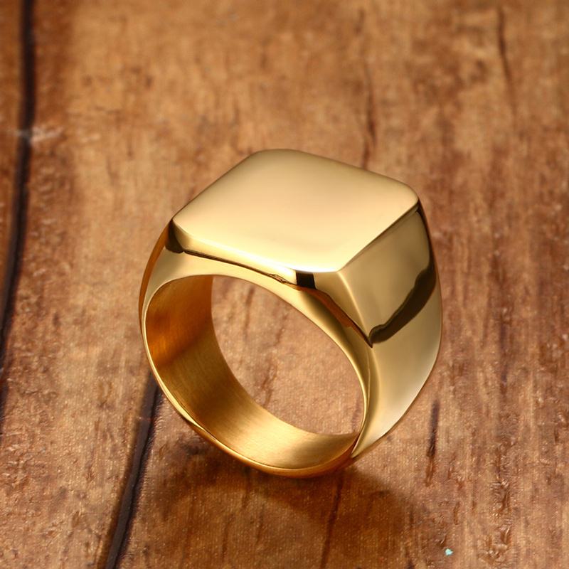 5 Color Signet Ring Stainless Steel Metal Men Jewelry Not Fade