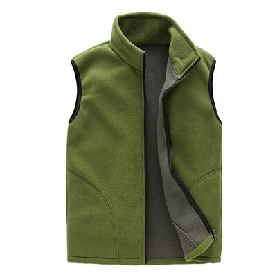 PEVSN Men Winter Fleece Vest Male Thick Warm Waistcoat Outwear Casual Thermal Soft Vests Mens Windproof Sleeveless Jacket,YA720: Army Green / M