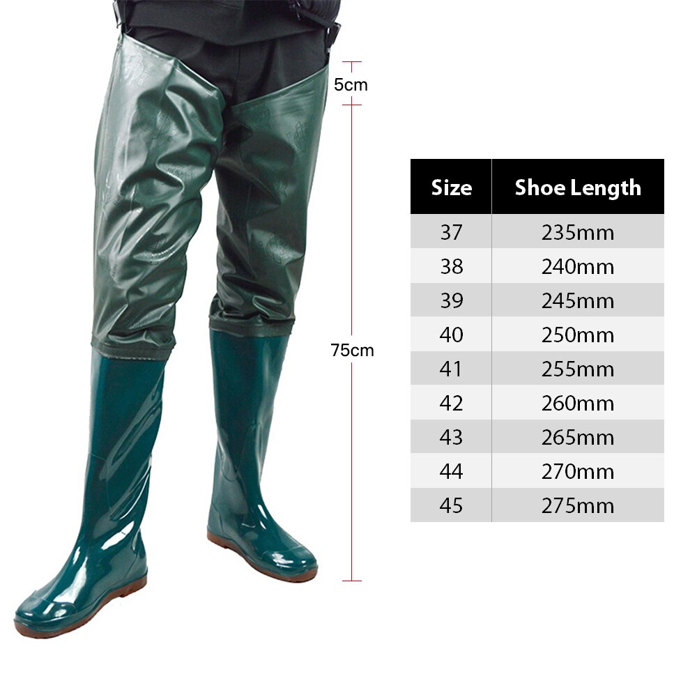 Fishing Hip Waders Underwater Boots Lightweight Waterproof Unisex PVC Nylon Fishing Water Pants Cleated Sole Wader Boots