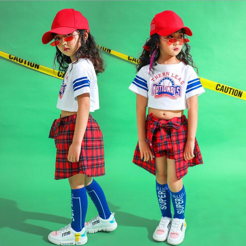 Sudadera de salón para niños falda de baile ropa de escenario trajes niñas animadoras Jazz moderno Hip Hop Ropa de baile traje