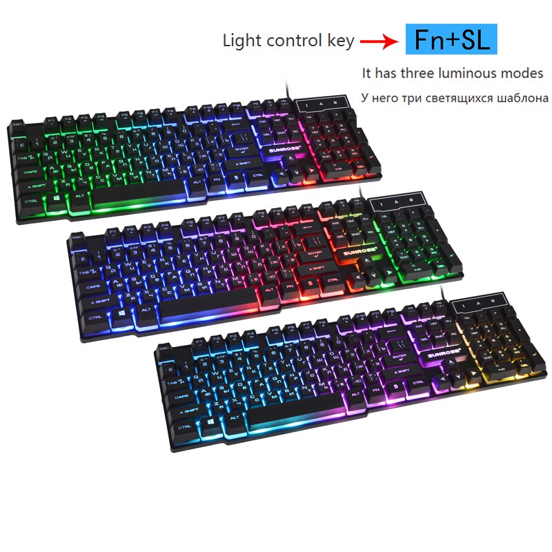 Russian Backlight Gaming keyboard Computer Keyboard mouse Mecanico Game Led Backlit Usb With Mechanical feel Russian keyboard