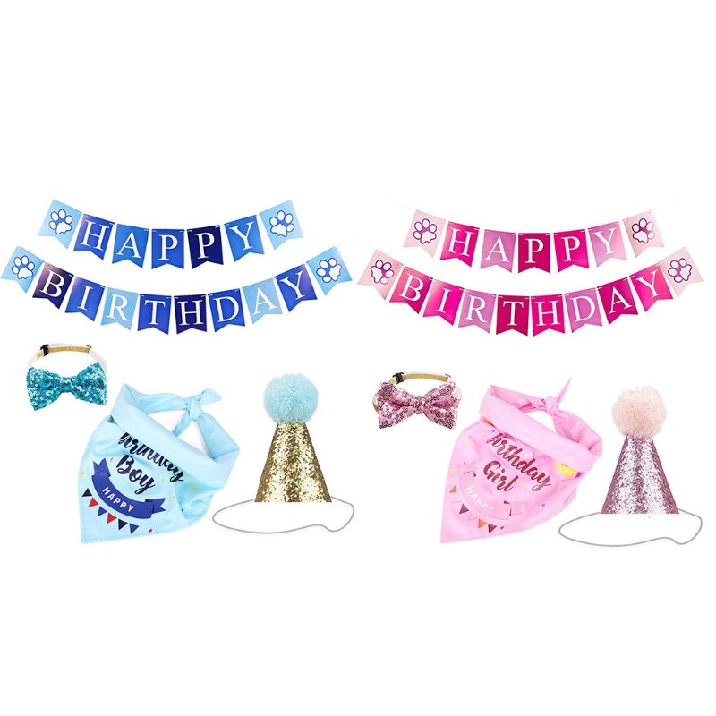 Hond Verjaardag Feestartikelen Hoed Gelukkige Verjaardag Banner Bandana Blingbling Bowtie Voor Pet Verjaardagsfeestje Decoraties