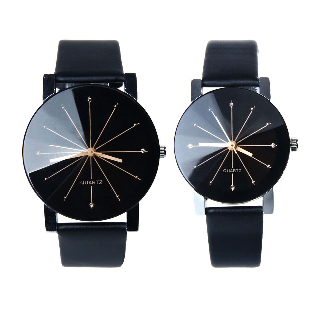 1 paire Couple amoureux montres Quartz cadran horloge en cuir Pu montre-bracelet Relojes montre femmes hommes luxe Relogio Feminino Saat: 1Pair Watch