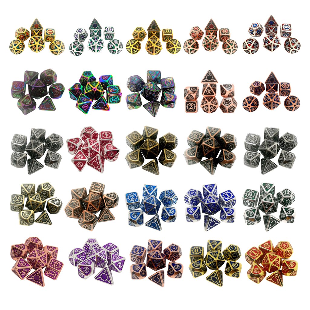 7Stck polyedrisch Multi-einseitig Metall Pro Drachen Waage DnD Pfadfinder RPG würfelt