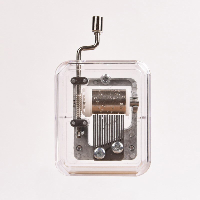 Hand Crank Music Box Mini Movement DIY Rectangle Plastic Transparent Music Case To Alice Sprited Away BDF99