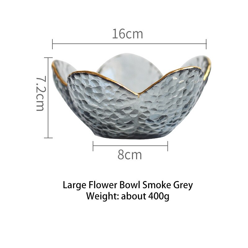 1PC zastawa stołowa ręcznie Phnom Penh kwiat szklana miska sałatka owocowa talerz talerzyk deserowy wysokiej jakości szklana zastawa stołowa: Soot duży