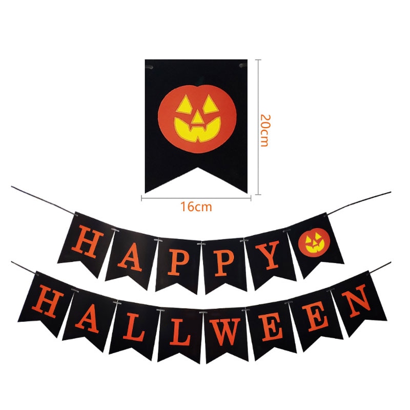 14 Vlaggen 5M Halloween Decoratie 3D Zwart Pvc Jack-O-Lantern Banner Halloween Party Diy Decor Muur sticker Bar Kamer Halloween Pa