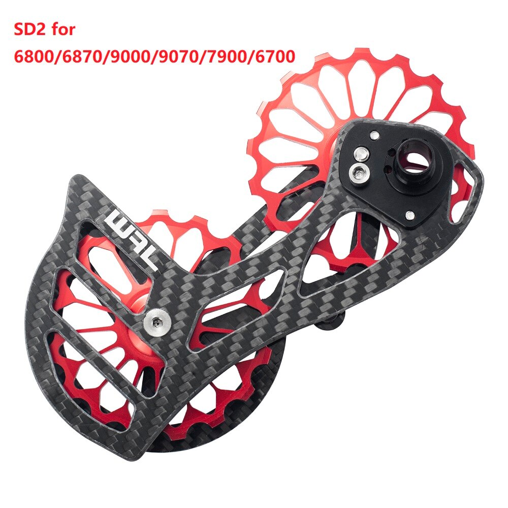 Desviador trasero de cerámica de fibra de carbono para bicicleta, rueda de guía de polea 17T para 6800 R7000 R8000 R9100 R9000, accesorios de bicicleta: SD2 red