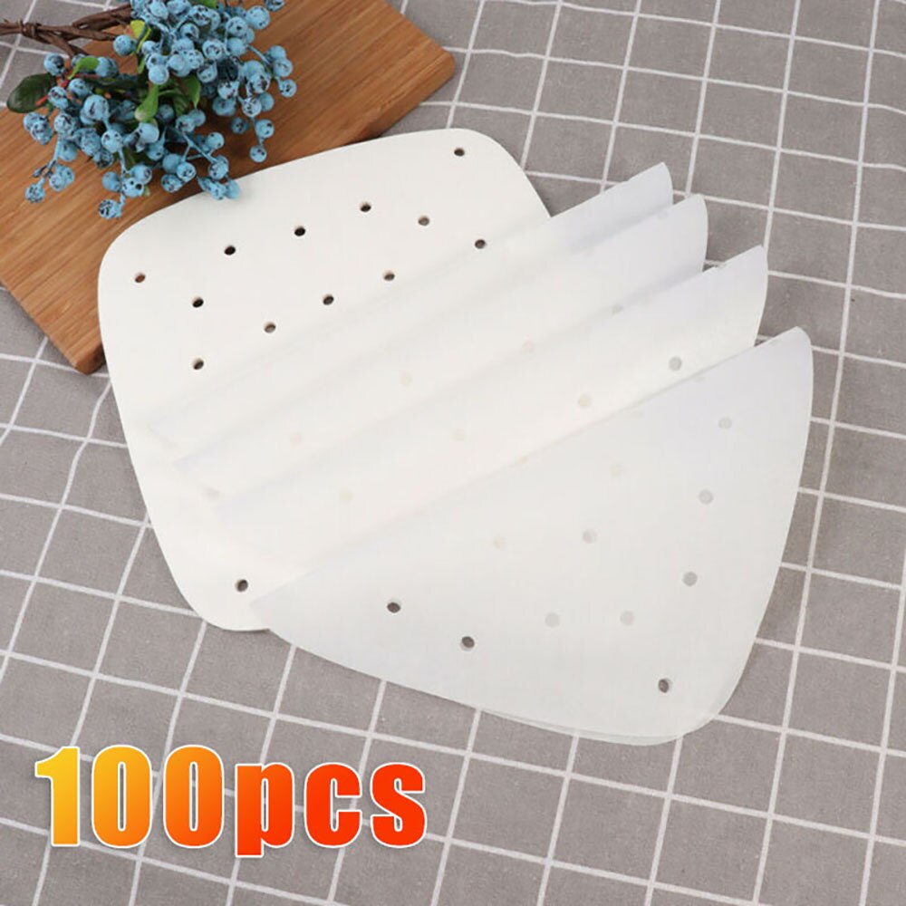 100Pcs Air Friteuse Papier Liners Perkament Pannen Bakken Accessoires Non-stick 7.5 &#39;&#39;Lucht Friteuse Pad Papier Stoomboot papier