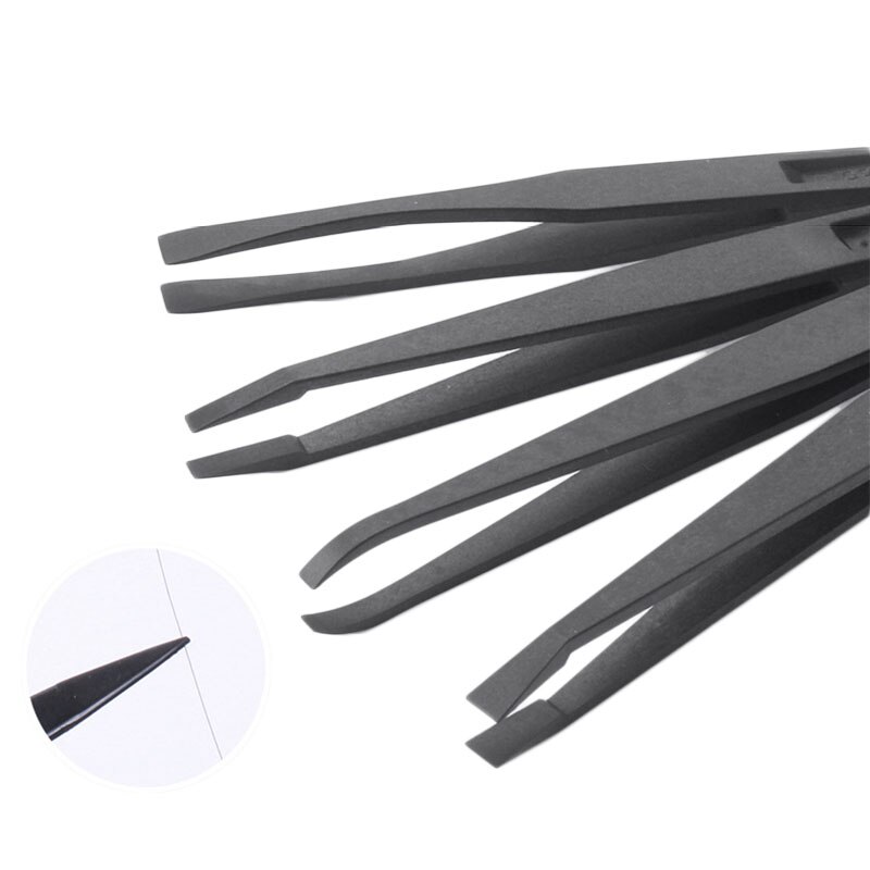 8Pcs Anti-static Carbon Fiber Electronic Tweezers Kit Plastic Precision Tweezers ESD Curved Straight Forceps For Laboratory Work