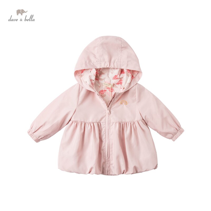 DBJ16582 Dave Bella Lente Baby Meisjes Mode Cartoon Boog Kapmantel Kinderen Tops Baby Peuter Bovenkleding