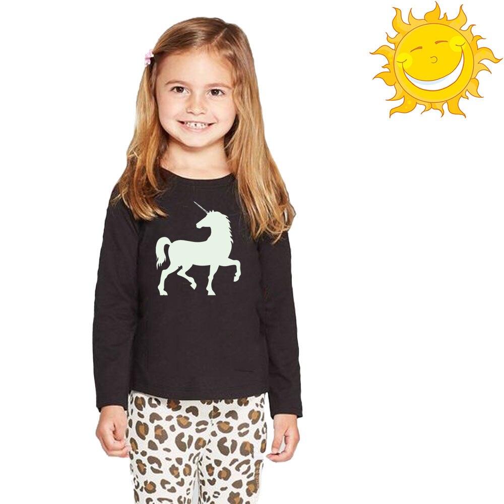 Einhorn Kleinkind Mädchen T-Hemden Mädchen Leucht T-Shirt freundlicher Spitzen Langarm T-Shirt für Baby Kind Kleinkind Mädchen Nette Herbst tuch