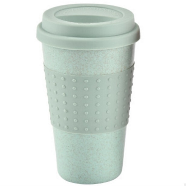 1 tasse à café écologique en paille de blé avec couvercle en silicone
