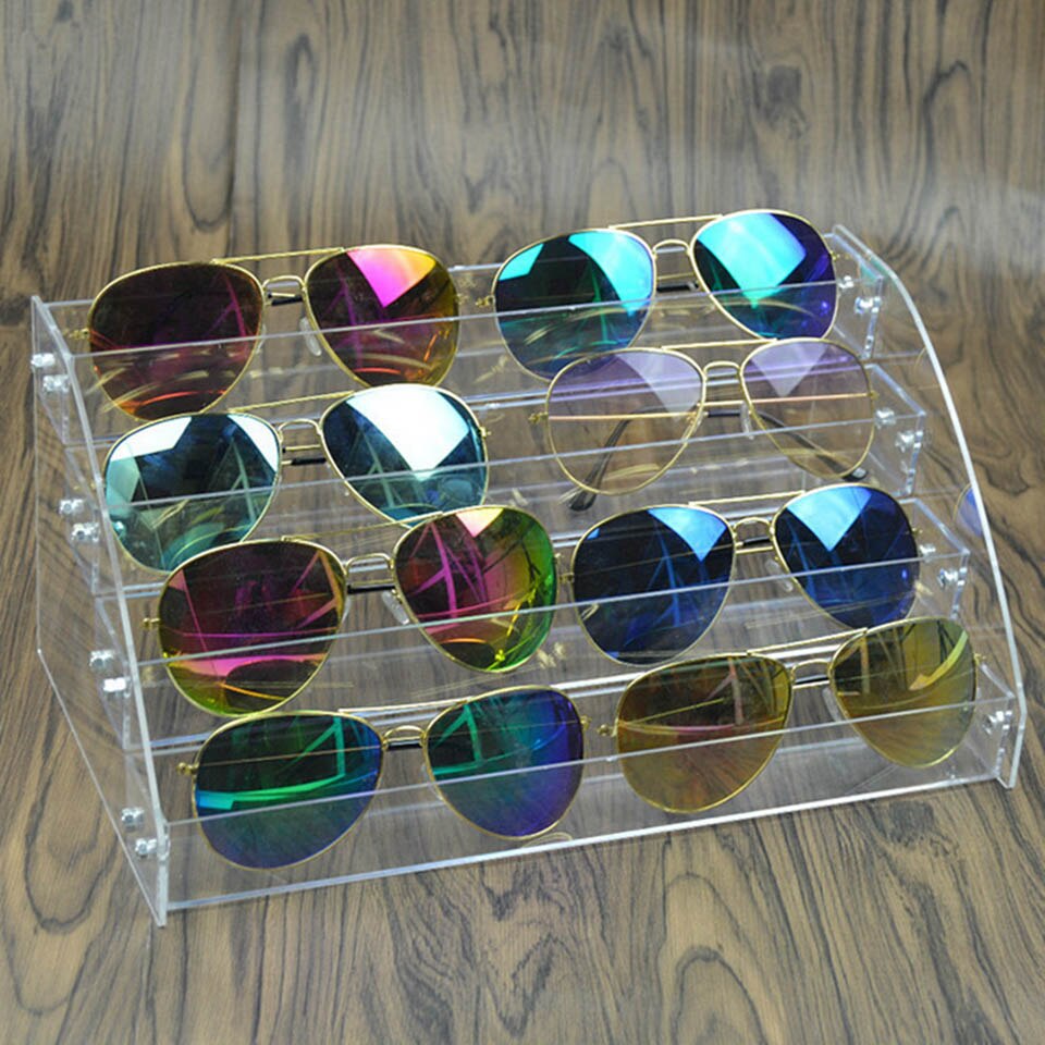 Akryl briller display stativ gennemsigtigt materiale kosmetiske smykker arrangør solbriller display nærsynethed beslag øje rekvisitter displa: 4 lag arrangør