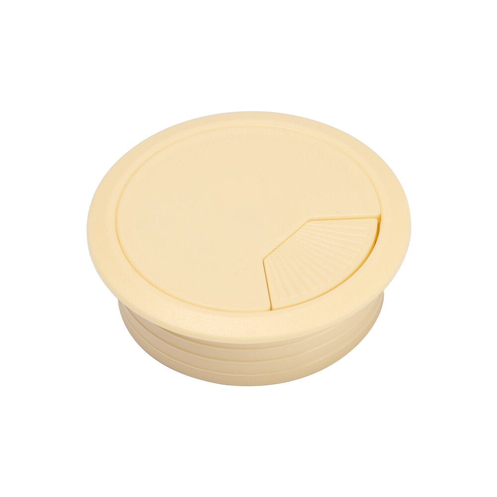 1PC 60/80mm Desk Table Plastic Cable Hole Cover PC Computer Desk Round Wire Tidy Grommet Cable Organizer: beige / 80mm