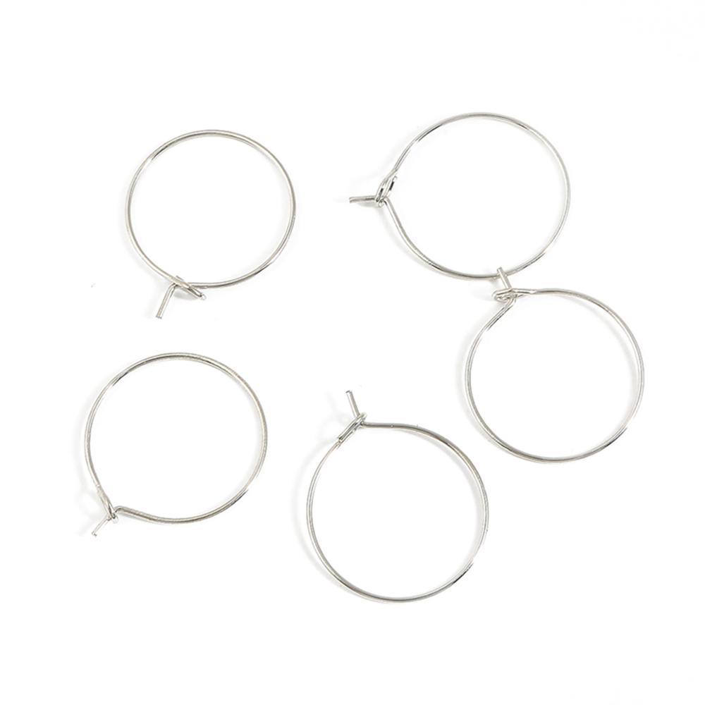 50 Uds. Pendientes de aro 20 25 30 35mm plata KC rodio dorado pendientes de círculo de hierro para DIY accesorios de fabricación de joyas: Rhodium / 20mm 50pcs
