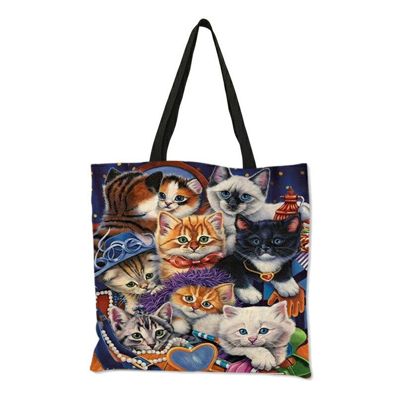 Lustige 3D Siamese Katze Menge Drucken Handtasche Für Frauen Dame lässig Büro Schulter Tasche Große Kapazität Tote Taschen Für Einkaufen