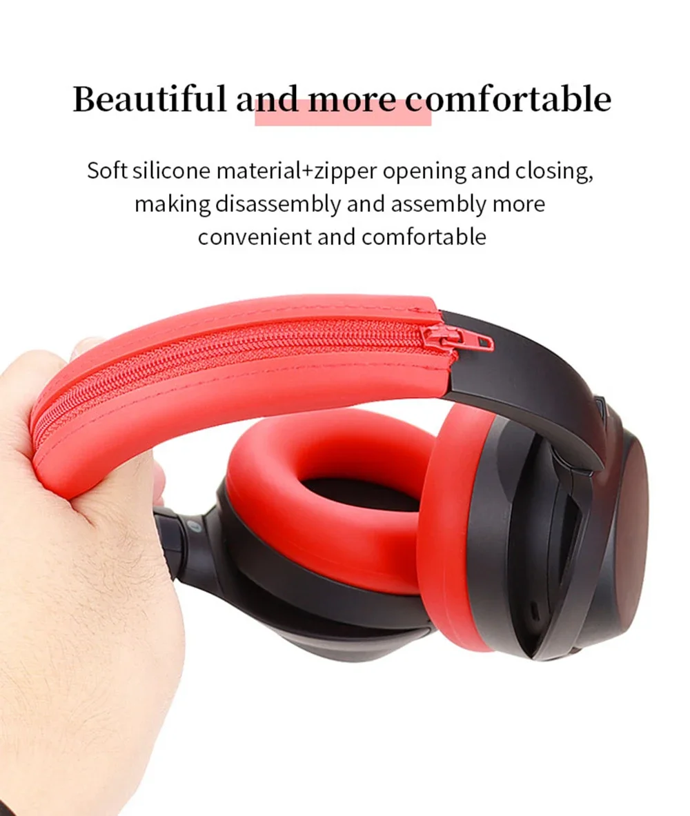 Funda protectora de silicona suave para auriculares Sony WH-1000XM3/4, funda protectora de auriculares de