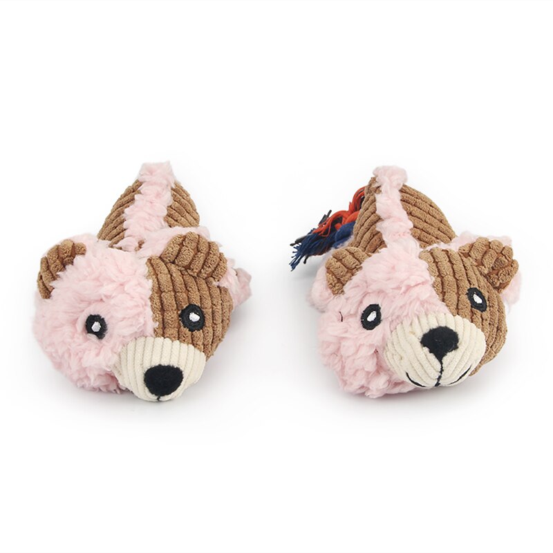 Pink Cute Bear Puppy Pet Toy Rope Squeak Chew Dog Toys Bite Sound Puppy Toys