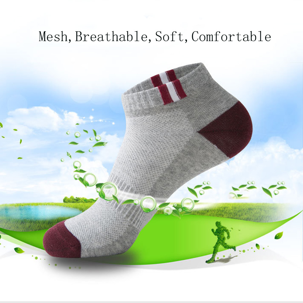 1 Pairs Autumn Summer Men's Short Tube Socks Thin Breathable Mesh Sports Socks Solid Color Patchwork Cotton Ankle Socks