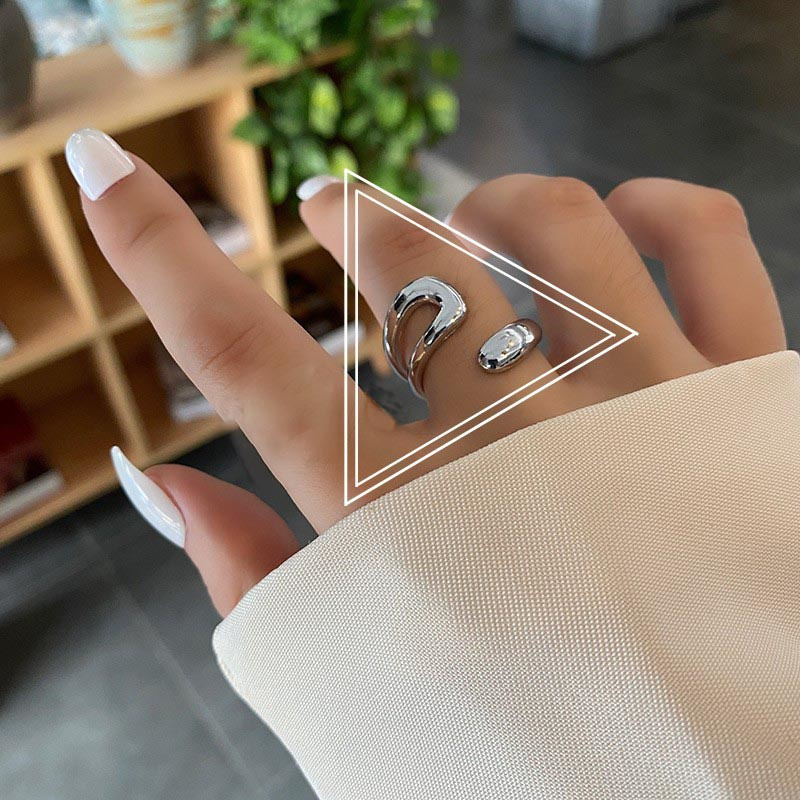 Anillo de Metal de Color dorado geométrico hueco de acero inoxidable para mujer, coreana, anillo liso abierto Punk, de joyería de: Blanco