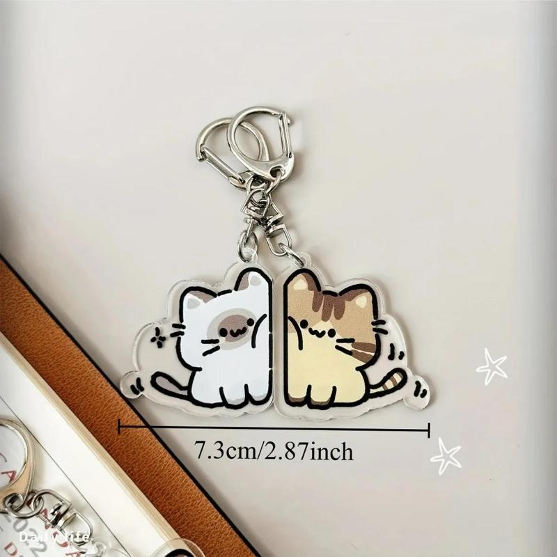 Cartoon katten sleutelhanger voor stellen, een schattige hanger voor op de rugzak of schooltas.