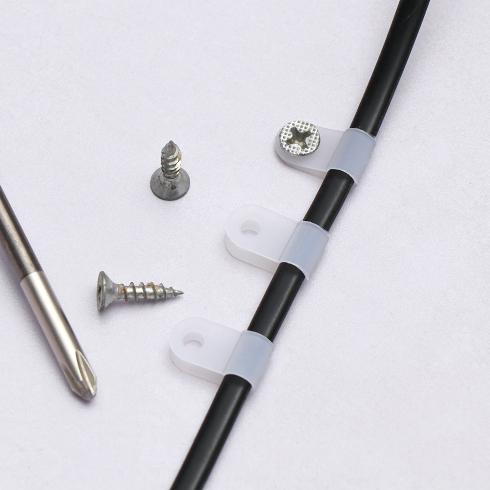 100 stk/parti plastik p-clips sorte slangefastgørelser kabel holdbare r-type nylon kabel klemme montering fix hardware elektriske fittings