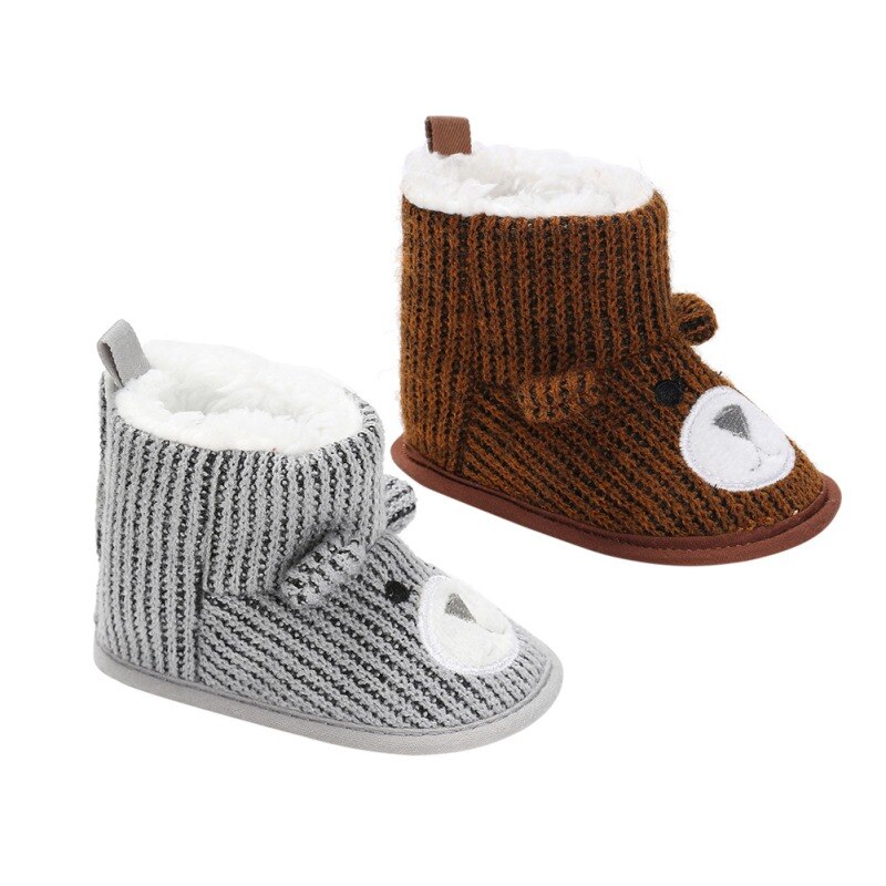 Hiver Super garder au infantile enfant en bas âge respirant confortable doux butin -né bébé berceau neige tricot mignon dessin animé ours chaussures