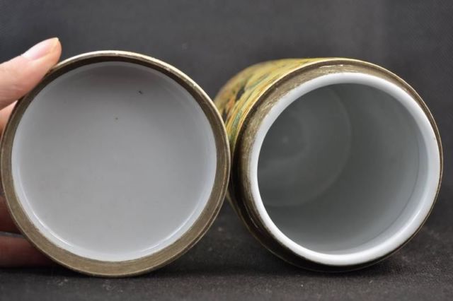 Exquisita porcelana china antigua coleccionable hecha a mano pintada con espiga japonesa, recipiente grande para té, Caddie