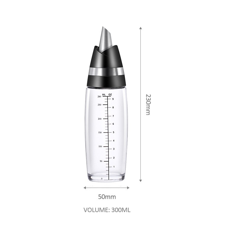 Olivoljedispenser flaska glas oljeflaska 17oz läcktät krydda behållare olja vinäger cruet flaska kökssås dispenser: 300ml